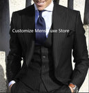 2025 Men Suits Stripe Blazer Wedding Male Groom Tuxedos Suit with Pants 3 Pieces (Jacket+Pants+Vest) Costume Homme