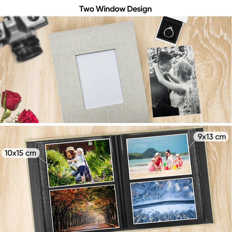 Linen cover 4x6 Photo Album 200 Pockets Slip-in Design Protects Photos Travel photos. - 1PCS