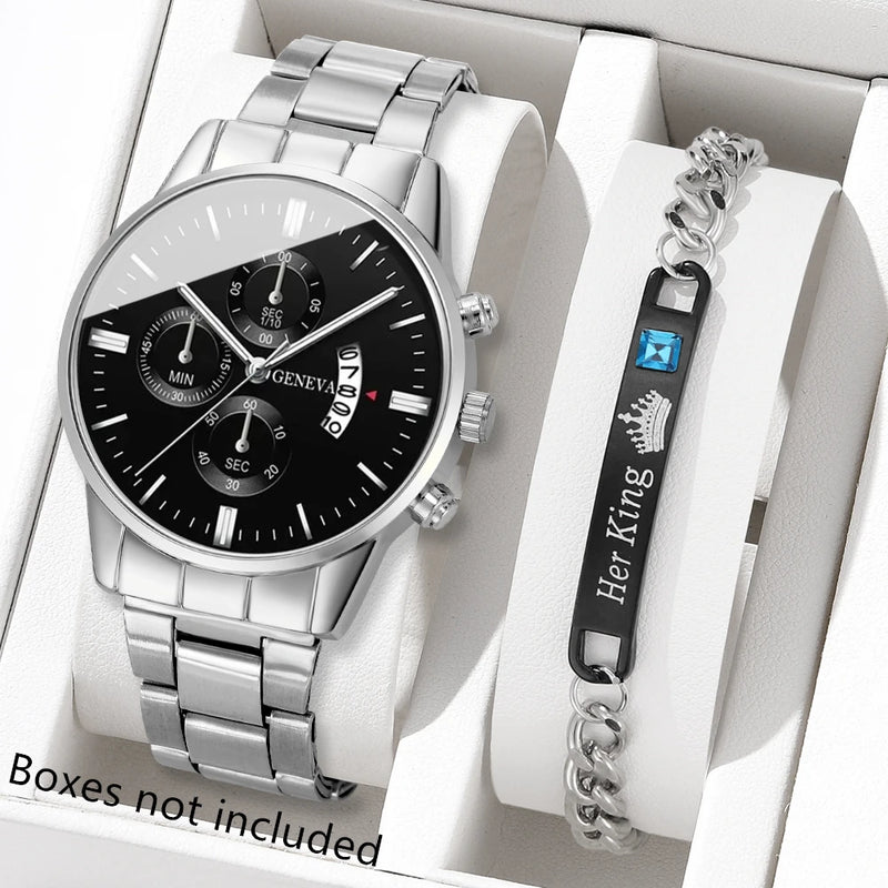Men's stainless steel watch.