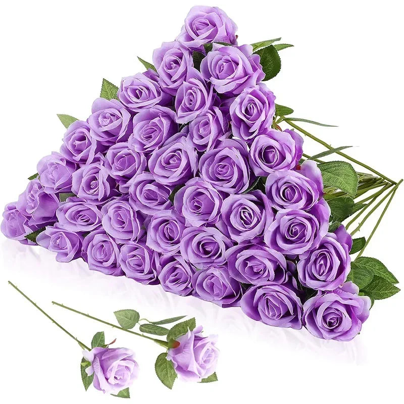 Bouquet of real looking artificial silk roses