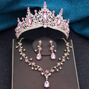 Baroque Tiaras and Crowns Princess 3-pack Wedding Crown Sets and Necklace Earrings for Party Birthday Costume Jewelry Bridal