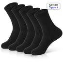 Mens Moisture Wicking Outdoor Hiking Work Cotton Socks Compression Cushion Crew Socks Leisure Men Black Socks 5 Pairs - BUY ABROAD NOW