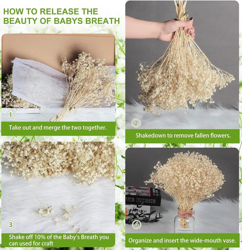 Dried baby's breath flower bouquet, gypsophila branches for arch decoration