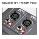 Lomeho Mixing Console 320 DSP Effects Audio Mixer 2 AUX Output 4 Channels Sound Table Individual 48V Phantom Bluetooth AM-AKS3