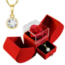 Gift for women, gift box with eternal rose and heart necklace, jewelry box
