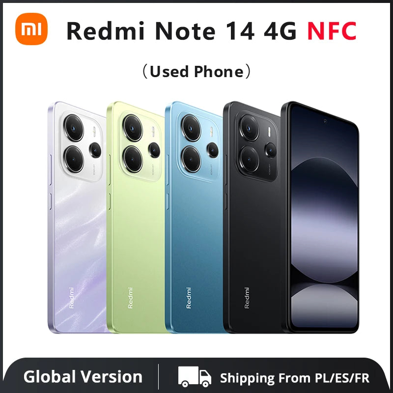 Used Phone Xiaomi Redmi Note 14 4g Nfc Helio G99-Ultra 6.67'' 120 Hz Amoled Screen 108 Mp Ai Camera Charger Not Included