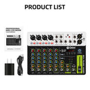 4/8 Channel Audio Mixer DJ Controller Sound Mixing Console With Bluetooth Phantom Power Delay Repaeat Effect  For PC Recording