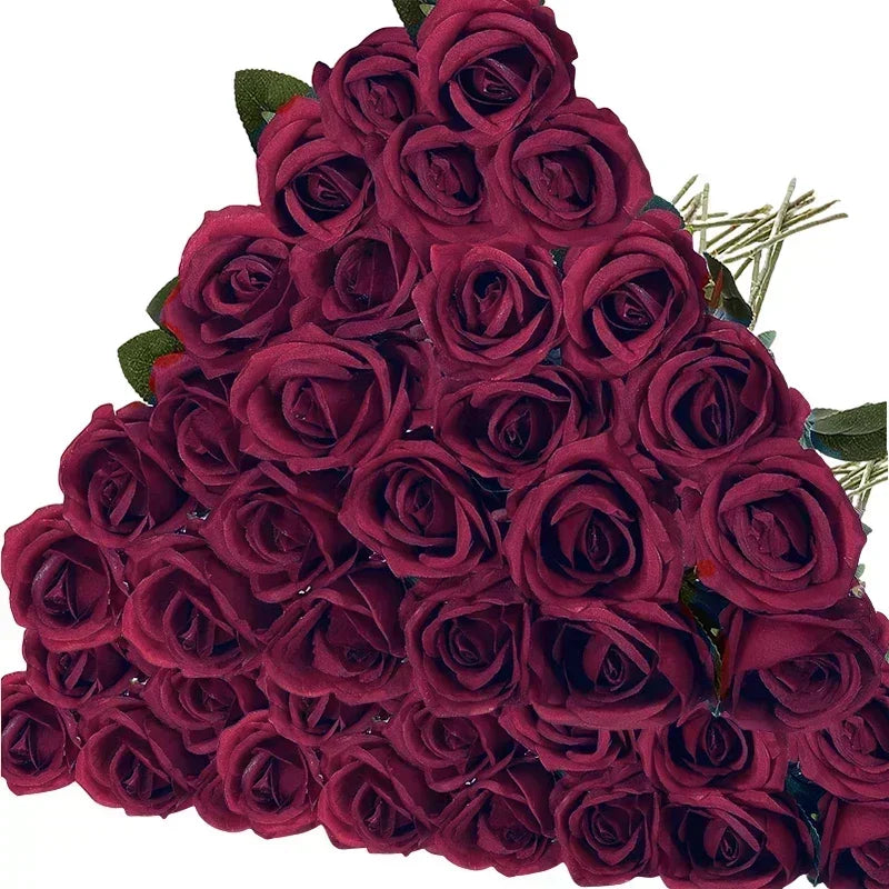 Bouquet of real looking artificial silk roses