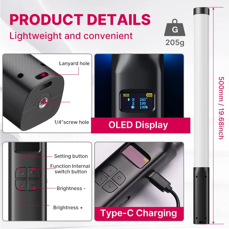 Colorful Portable LED Light with LED Light Bar, Photography Studio Lamp