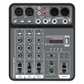 4 Channel Audio Mixer 48V Phantom Power USB Studio Sound Mixers Bluetooth DJ Console Mixing for Karaok