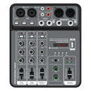 4 Channel Audio Mixer 48V Phantom Power USB Studio Sound Mixers Bluetooth DJ Console Mixing for Karaok
