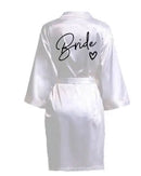Wedding Party Team Bride Robe With Black Letters Kimono Satin Pajamas Bridesmaid Bathrobe SP003 - BUY ABROAD NOW
