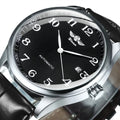 Winner Classic Business Watch for Men Retro Calendar Blue Hands Automatic Mechanical Watches Top Brand Luxury Steel Leather Belt