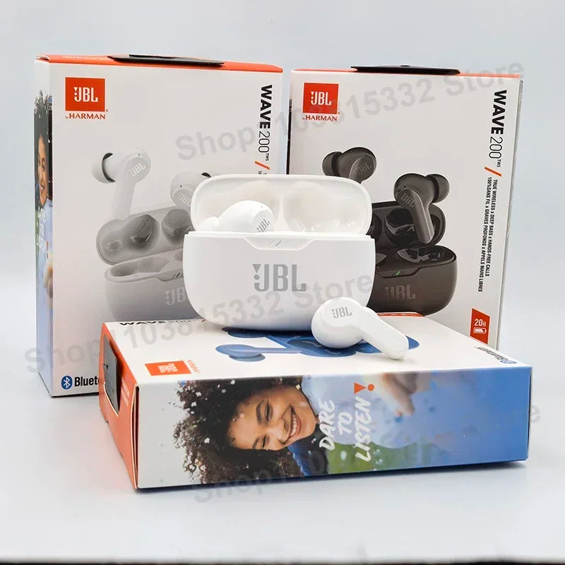 Wireless Earbuds True Headset JBL W200 TWS Bluetooth 5.0 Earphones Sports Headphones With Mic. - Original JBL Wave 200TWS