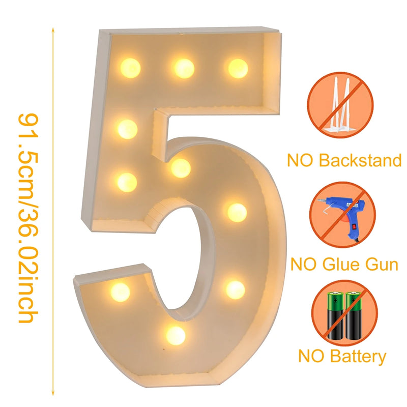 Giant LED Light Up Birthday Number Figure for 1st Birthday, Anniversary, Wedding,