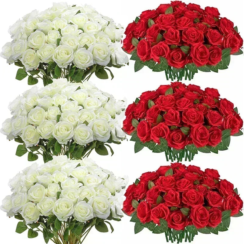 Bouquet of real looking artificial silk roses