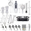 Boston Cocktail Shaker Bar Tools Wine Mixer Set Bartender Cocktail Shaker Tool Kit with Holder. - 13-22Pcs 750ml 600ml