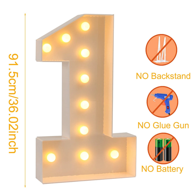 Giant LED Light Up Birthday Number Figure for 1st Birthday, Anniversary, Wedding,