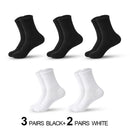 Mens Moisture Wicking Outdoor Hiking Work Cotton Socks Compression Cushion Crew Socks Leisure Men Black Socks 5 Pairs - BUY ABROAD NOW