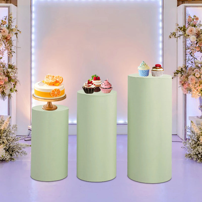 Cylindrical pedestal covers for dessert tables, pedestal covers