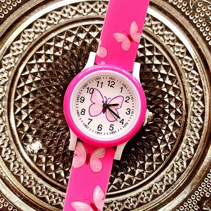 Lovely Girls Watches Butterfly Printing Silicone Candy Jelly Quartz Watches for Kids Children Girls Students Party Gifts Clock