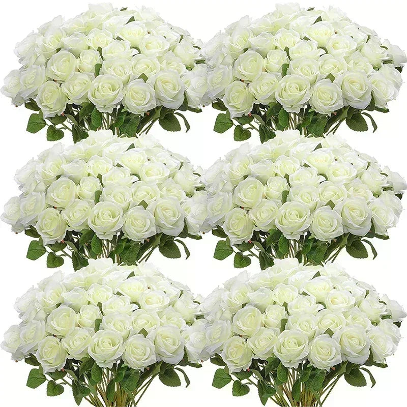 Bouquet of real looking artificial silk roses