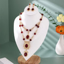 Moroccan Wedding Dress Jewelry Handmade Red Blue Gemstone Necklace Earrings Gold-Plated Kaftan Bridal Accessories