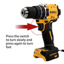 Rechargeable brushless cordless impact drill with power supply.