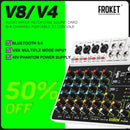 FROKET V8 Audio Mixer DJ Controller Mixing Bluetooth Phantom Power Delay Repaeat Effect  For Sound Mixing Console PC Recording