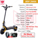 Kaabo Mantis King GT 60V 24Ah 1100W * 2 Motor 70 km/h Smart Central Display NFC Lock Adjustable Oil Spring Shock Hydraulic Brake