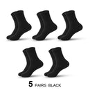 Mens Moisture Wicking Outdoor Hiking Work Cotton Socks Compression Cushion Crew Socks Leisure Men Black Socks 5 Pairs - BUY ABROAD NOW