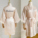 White bridal robe with feathers for wedding, satin robe for women,