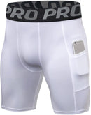 Men's Gym Shorts with Pockets, Workout Compression Tights