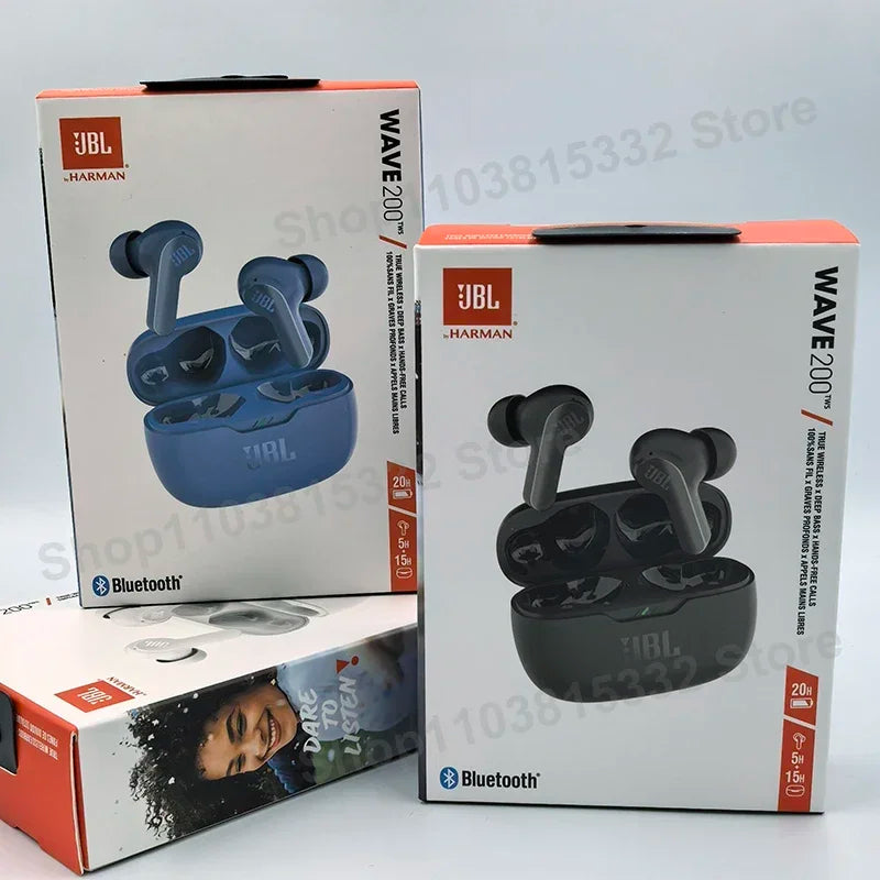 Wireless Earbuds True Headset JBL W200 TWS Bluetooth 5.0 Earphones Sports Headphones With Mic. - Original JBL Wave 200TWS