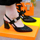 New summer high heel sandals with thick gauze with net,