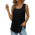 Summer 2026 Europe and the United States burst ruffle solid color sleeveless tank top loose casual women's Wear S-5XL