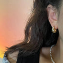 Stainless Steel Smooth Star Zircon Hoop Earrings for Women Girls Metal Chunky Ear  Buckle Jewelry Accessories Gift