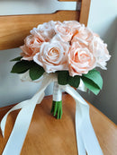 Bridal bouquets, white bridal bouquet, silk flowers, artificial roses,