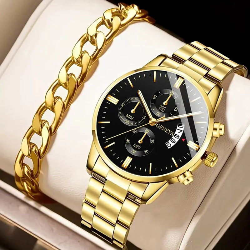 Men's stainless steel watch.