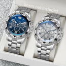 Men Business Watches Fashion, Arabic Dial Steel Band Male's, Quartz Watch Set, (Without Box). - 2pcs/set