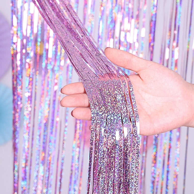 Birthday Party Decorations Backdrop Curtains Glitter Black Gold Tinsel Fringe Foil Curtain Background Wedding Adult Anniversary