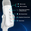 Professional White USB Condenser Microphone Studio Recording Mic for PC Computer Phone Gaming Streaming Podcast Youtube - Haomuren