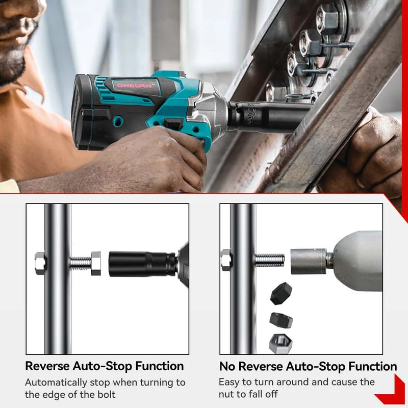 Brushless Electric Impact Wrench 1/2Inch Cordless Electric Screwdriver Wrench Power Tool For Makita 18V Battery. -  ONEVAN 1200N.M
