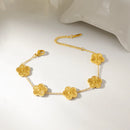 Fashion Flower Stainless Steel Bracelets For Women Trendy Gold Color Metal Bracelet Party Birthday Daily Cute Romantic Jewelry