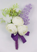 YO CHO Purple Bridesmaid Wrist Flowers Handmade Wedding Corsages and Boutonnieres Brooch Artificial Rose Bride Groom Boutonniere