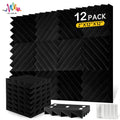 Studio Acoustic 12 Pcs, Self-adhesive Acoustic Insulation Wall Panels Foam Padding, Musical Recording Studio Home Decoration