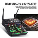 4 Channel UHF Audio Mixer With 2 Wireless Microphone Soundcard USB Delay Repaeat Effect Sound Mixing Console PC Recording