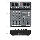 4 Channel Audio Mixer 48V Phantom Power USB Studio Sound Mixers Bluetooth DJ Console Mixing for Karaok