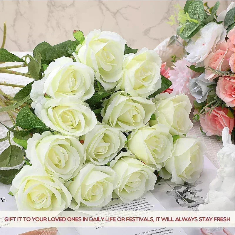Bouquet of real looking artificial silk roses