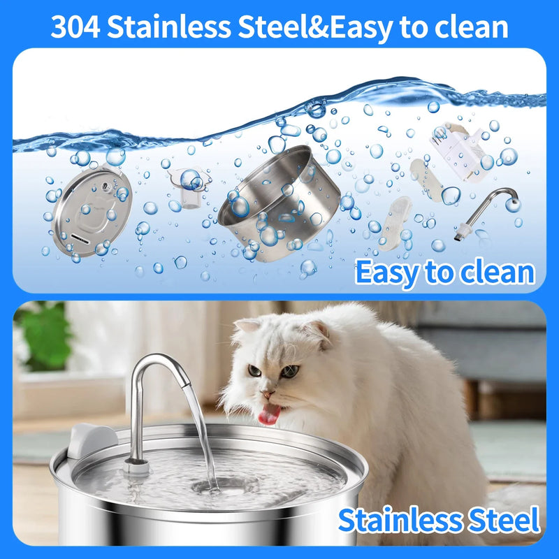 Stainless Steel Cat Water Fountain Automatic Cat Drinker Drinking Fountain For Cats Dogs Pet Water Dispenser Accessories